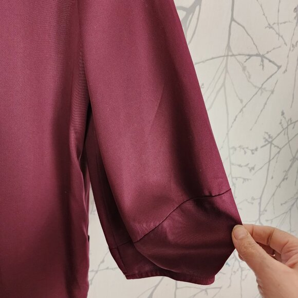 Jennifer Glasgow Burgundy Colorblock Patchwork Tencel Tunic Shift Dress - Picture 4 of 7